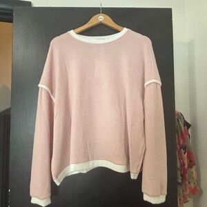 Pink and White Women's Sweater